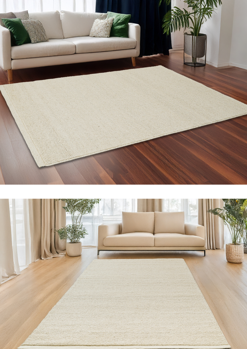 Loop Woolen Handwoven Rug _ Ecru