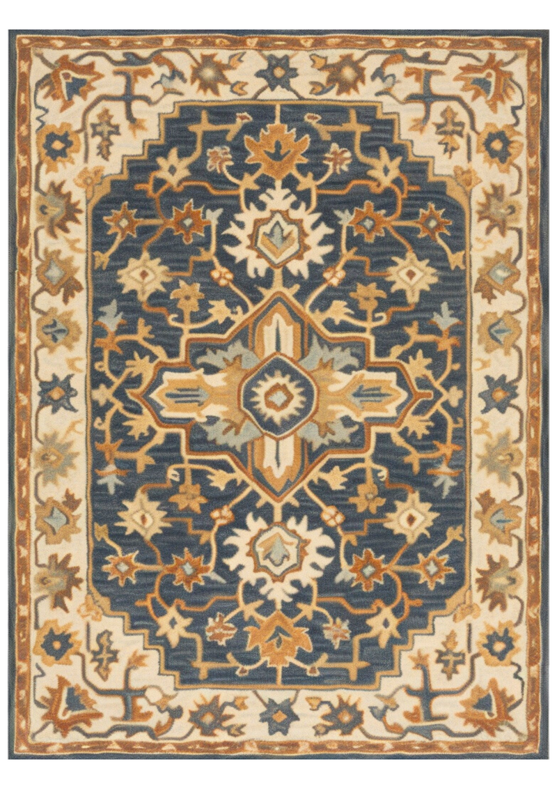 Wool Handtufted Carpet _ Navy Nouveau