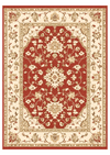 Handmade wool tufted red and ivory Manikya Diwali rug