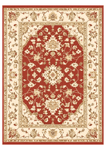 Handmade wool tufted red and ivory Manikya Diwali rug