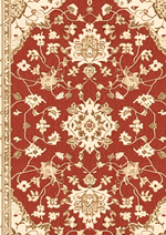 Traditional Indian handmade wool rug with ivory border
