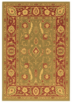 Heritage-inspired floral rug with golden detailing – Haveli Vilas handmade carpet