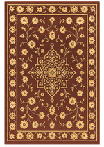 Kiranmala handmade wool tufted rug with golden floral garland design