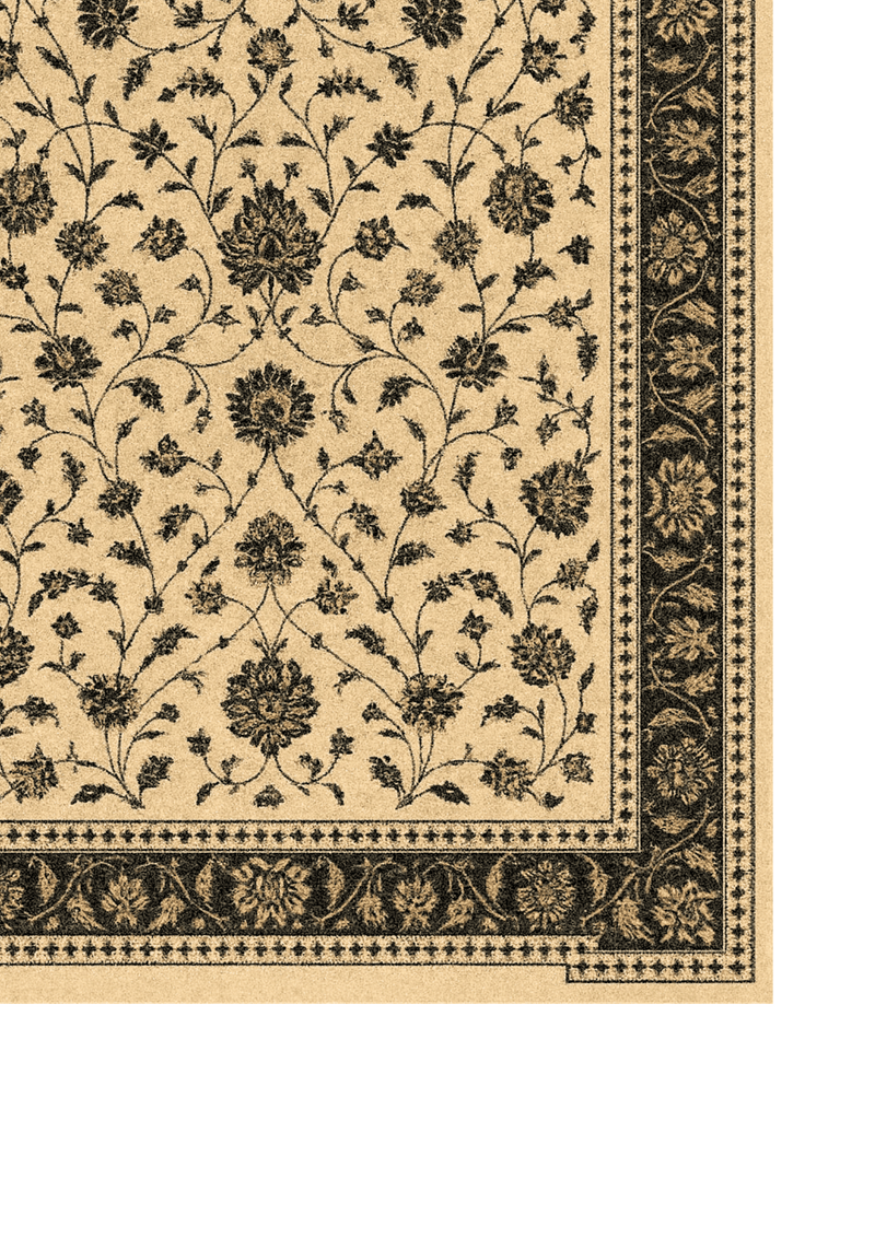 Luxury beige floral Diwali carpet – Pushpvatika by HummingHaus