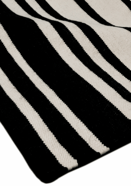 Woolen Handwoven Dhurry : Monochrome Stripes