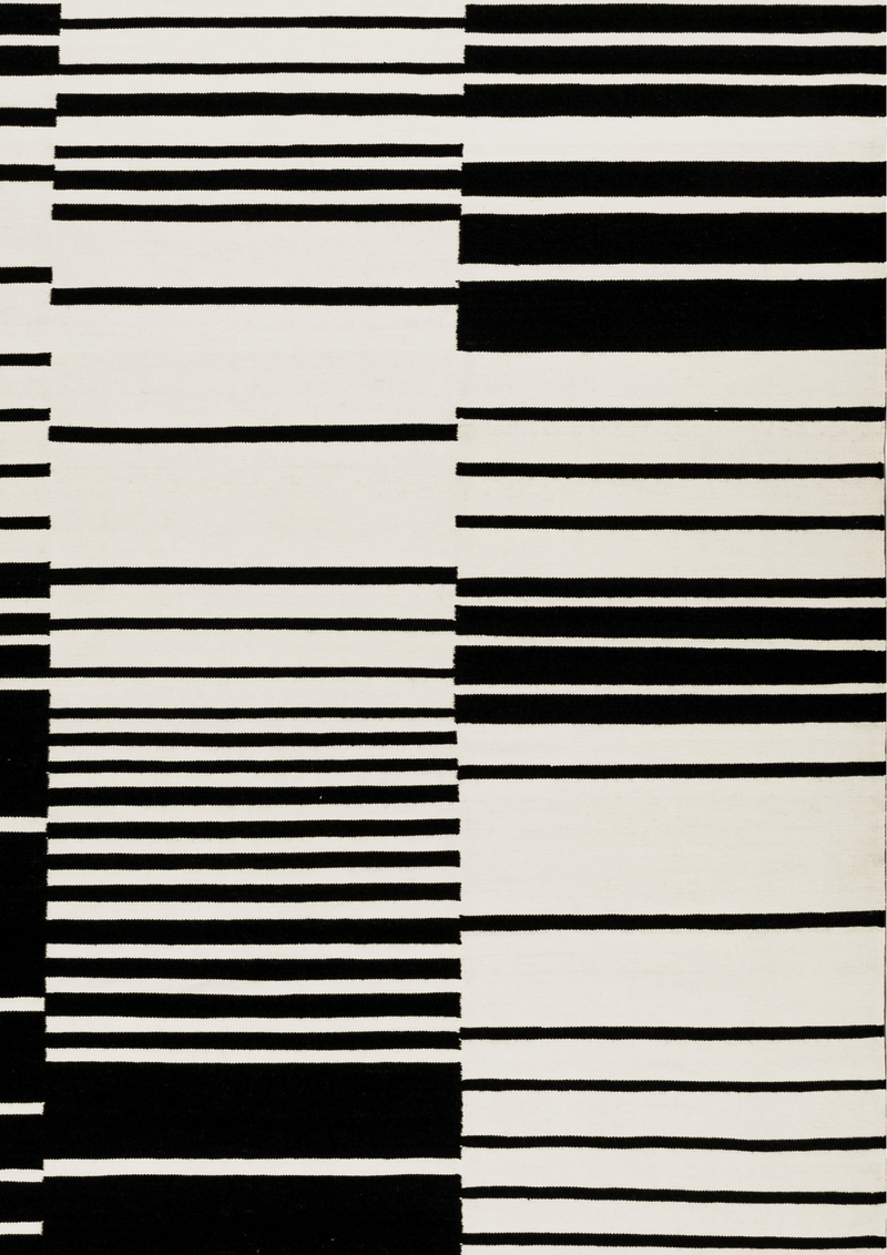 Woolen Handwoven Dhurry : Monochrome Stripes