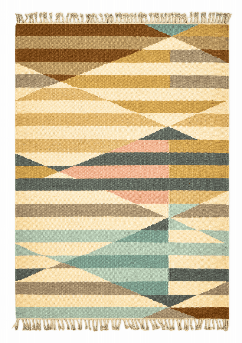 Woollen Hand Dhurry: Colour Diamond Stripe