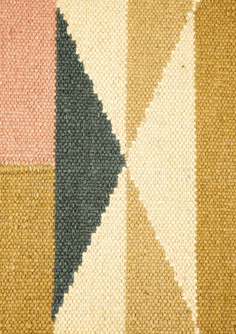 Woollen Hand Dhurry: Colour Diamond Stripe