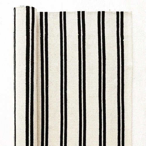 White & Black Stripe Cotton Hand Woven-HummingHaus